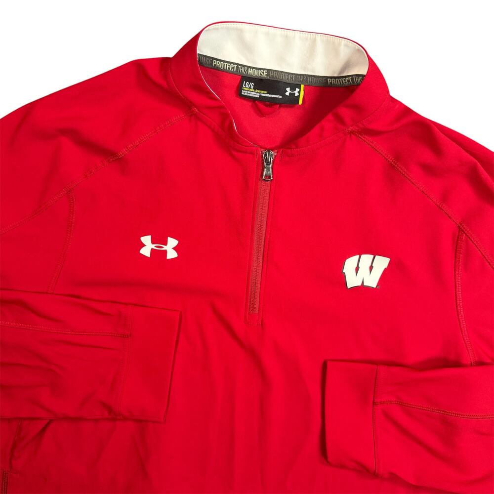 Under Armour Wisconsin Badgers Men’s Large Red Quarter Zip Pullover Jacket